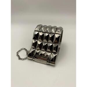 Dolce and Gabbana Stainless Steel  Geometric Metal Statement Bracelet with Chain
